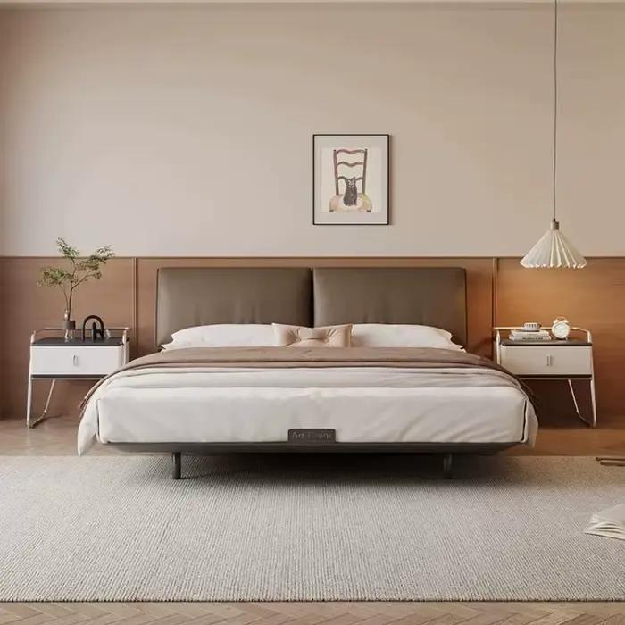 Lit moderne de luxe en fer forgé et acier au carbone