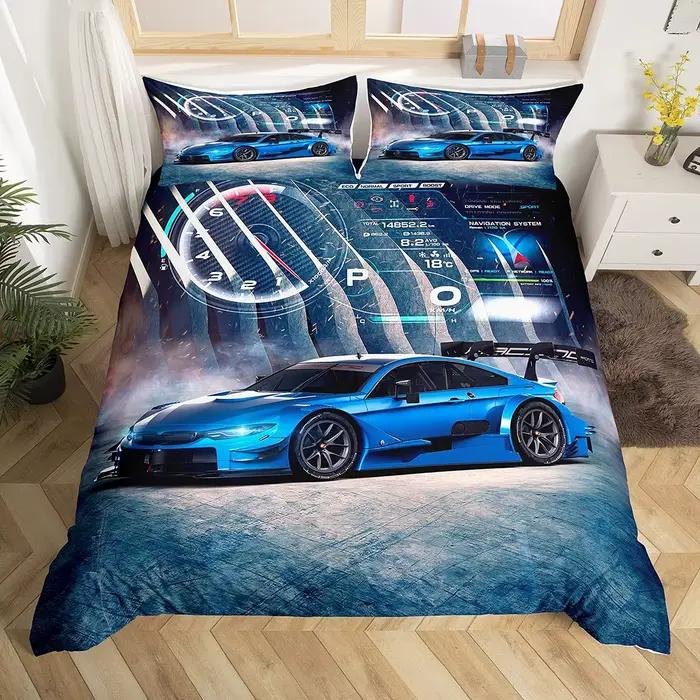 Parure de lit double pour voiture de sport pour garçons