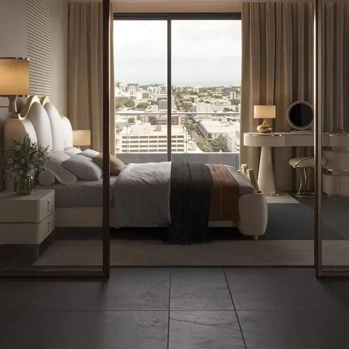 Lit rembourré moderne avec rangement