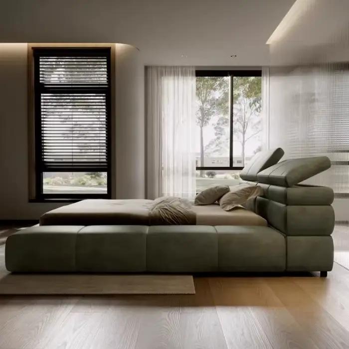 Lit Double Esthétique avec Tête de Lit Rembourrée