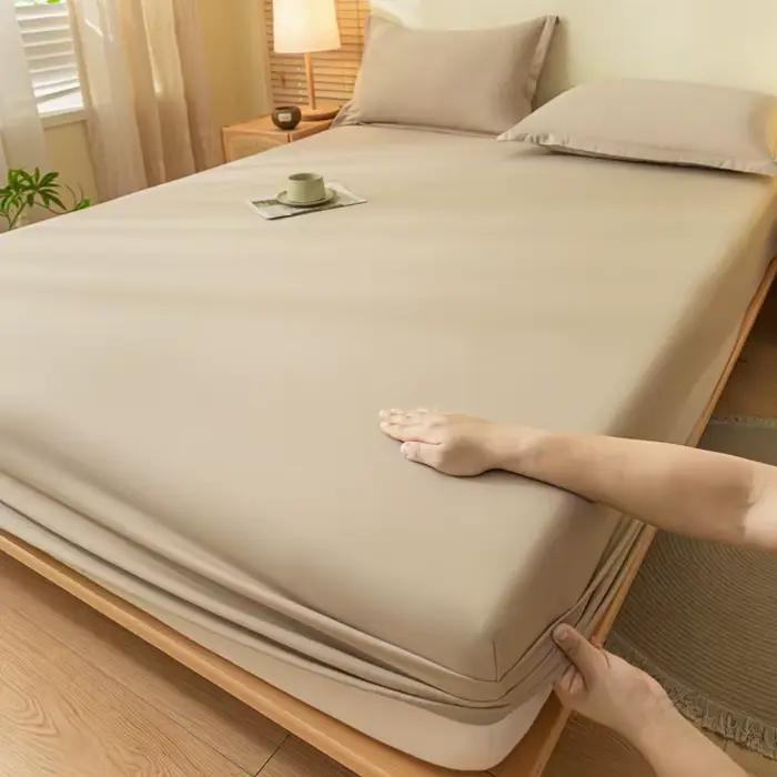 Ensemble de draps-housses brossés de couleur unie
