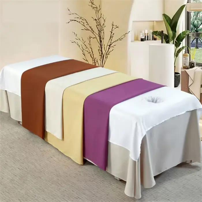 Drap de lit de beauté avec trou, nouvelle housse de lit de Massage, couleur unie, respirant et respectueux de la peau, pour Clubs de Spa