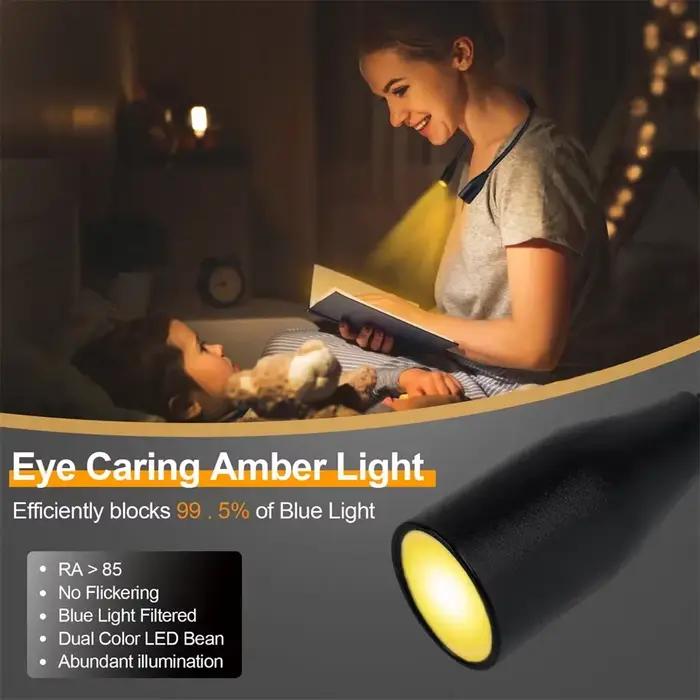 Lampe de lecture LED portable pour le cou, 360° °   Lampe de lecture flexible, lampe de chevet mains libres pour lire au lit, lampe d'étude à forte luminosité