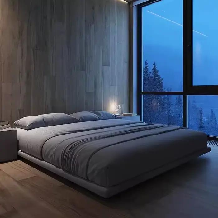 Lit mezzanine flottant Tatami Gris Hôtelier Grand Lit Cadre en Bois pour Adultes Letto Matrimoniale 180x200 Meubles en Liquidation
