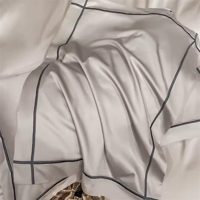 Parure de lit brodée en coton égyptien pour adultes, couvre-lit simple, housse de taie d'oreiller, drap de lit, linge de lit, 4 pièces