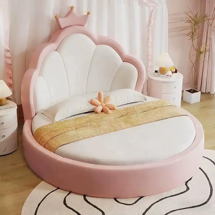 Lit double rond de luxe rose pour adultes