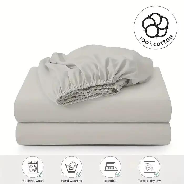 Drap-housse en coton de couleur unie avec bande élastique