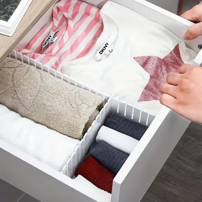 Diviseurs de tiroirs multifonctionnels réglables en plastique pour armoires de rangement domestiques – Vente en gros