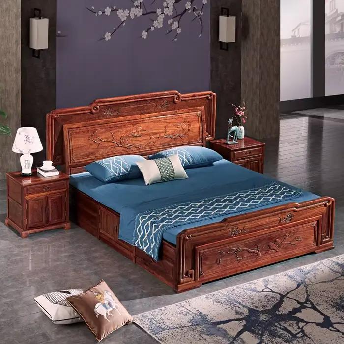 Têtes de lit en bois, Têtes de lit double, Lit plateforme moderne flottant de style japonais, Lit double au sol, Letto Matrimoniale, Meubles tendance