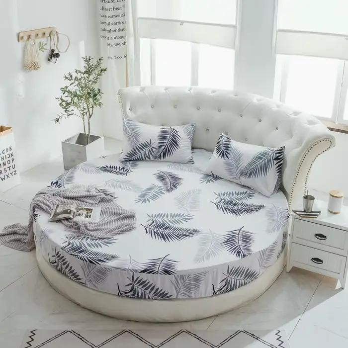 Drap-housse de lit rond 100% coton avec impression