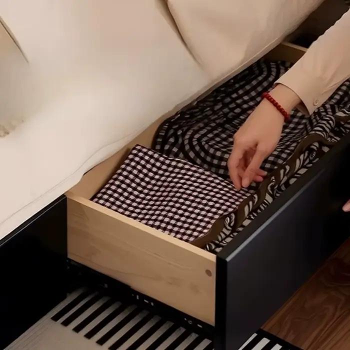 Lits de rangement en cuir, lit flottant double, lits simples modernes, lits japonais en tissu, meubles de chambre à coucher