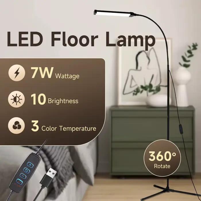 Lampe sur pied LED à intensité variable, lampe de chevet pour chambre à coucher, lampe sur pied LED intelligente, éclairage de lecture tricolore pour bureau, salon