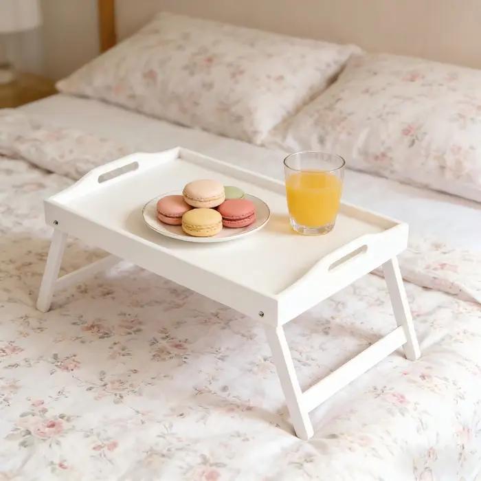 Plateau de lit en bambou avec pieds pliables