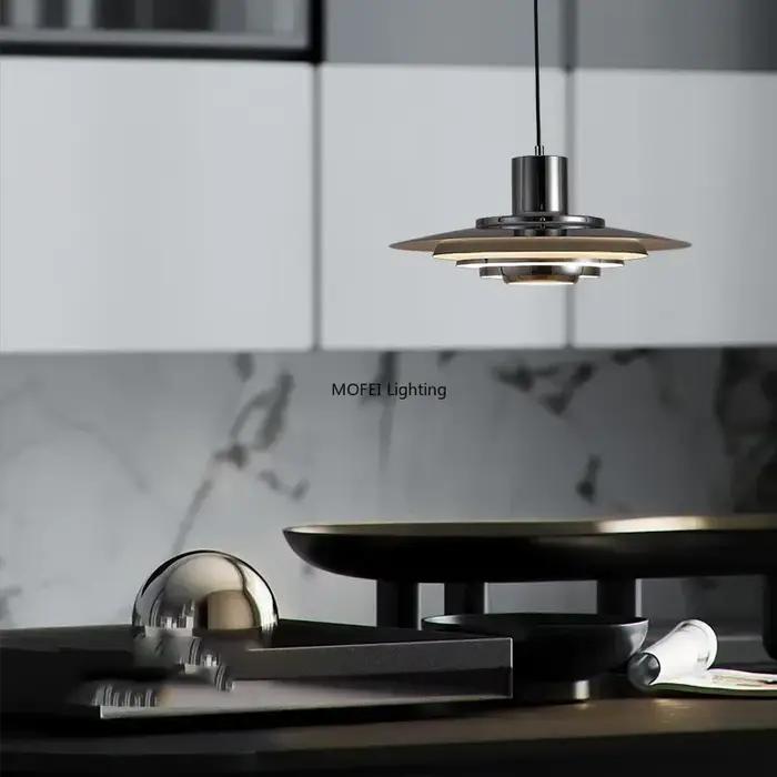 Lampe nordique blanc argent métal E27 minimalisme LED lustre Art Design cuisine chambre décoration de la maison suspension réglable