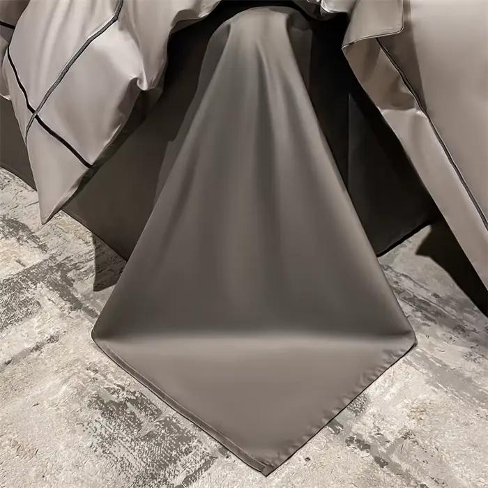 Parure de lit brodée en coton égyptien pour adultes, couvre-lit simple, housse de taie d'oreiller, drap de lit, linge de lit, 4 pièces