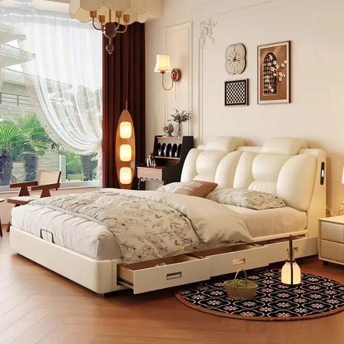 Tiroirs modernes Bed Up ascenseur électronique Double lit pliable espace De rangement bois Somieres Y Marcos De Cama meubles De chambre