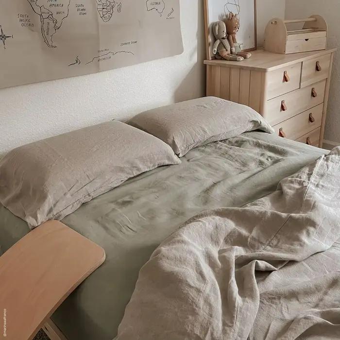 Parure de lit de luxe en lin pur lavé 100 %, tissage uni, motif goutte de pluie à la française, pour maison d'hôtes, dans des couleurs classiques pures