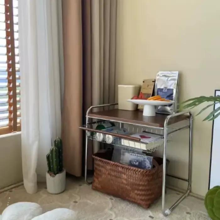 Table de chevet Vintage en acier inoxydable, rétro, pour chambre à coucher, salon, étagère latérale, support de rangement de chevet rustique