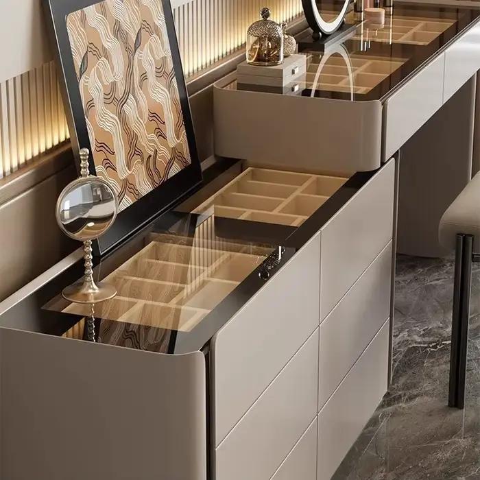 Coiffeuse commode pour ensembles de chambre à coucher vanité moderne avec miroir armoire à bijoux tabouret Console de