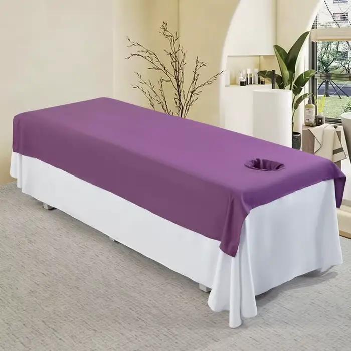 Drap de lit de beauté avec trou, nouvelle housse de lit de Massage, couleur unie, respirant et respectueux de la peau, pour Clubs de Spa