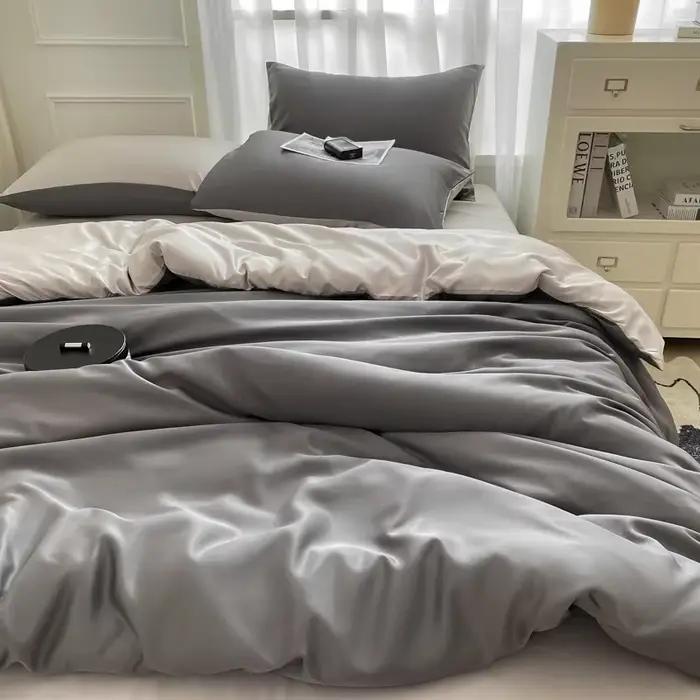 Parure de lit nordique 100 % coton avec drap, housse de couette et taie d'oreiller – Tailles simple, double, king, queen, twin