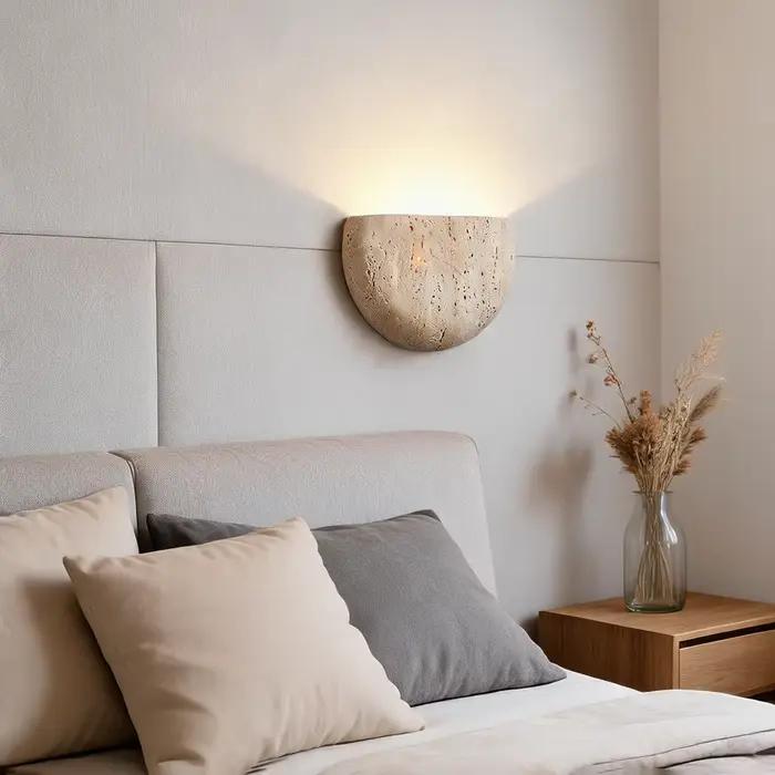Lampe murale de chevet pour chambre à coucher, style Wabi Sabi, rétro, jaune, effet pierre de grotte, pour couloir et entrée, éclairage d'ambiance