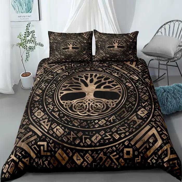 Celestial Yggdrasil-Ensemble de housse de lit en lin pour adultes