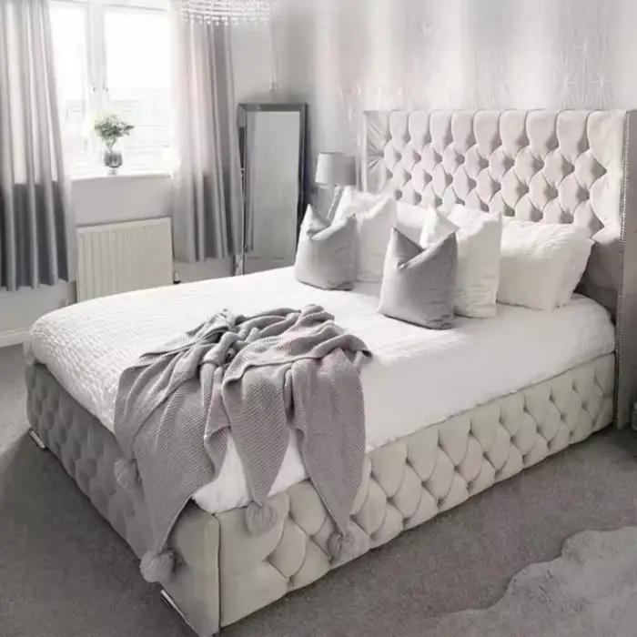 Lits de luxe minimalistes Double salon esthétique cadre de lit moderne rembourrage Muebles Para dortoir meubles accessoires