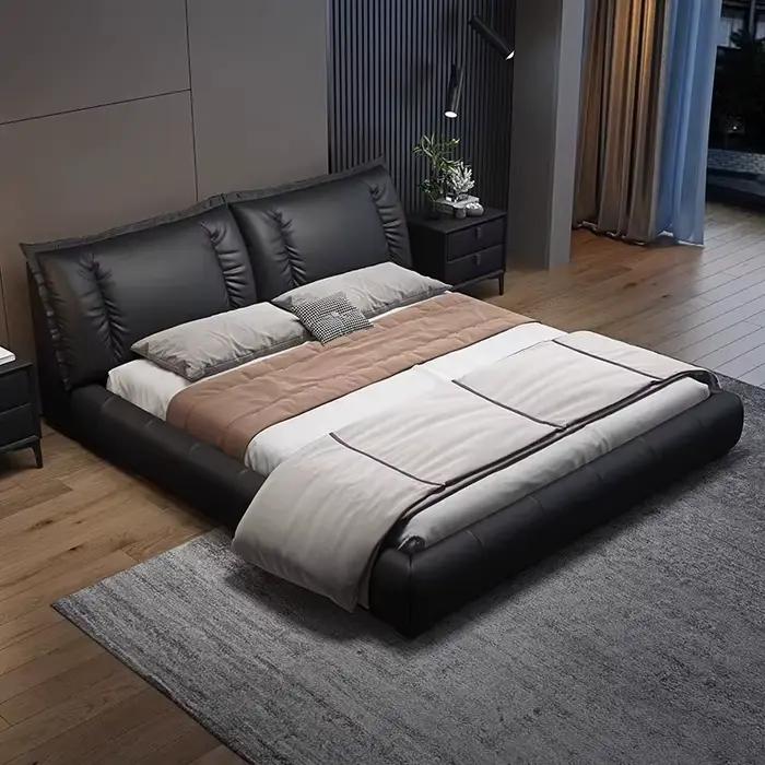Lit de chambre en cuir pleine fleur