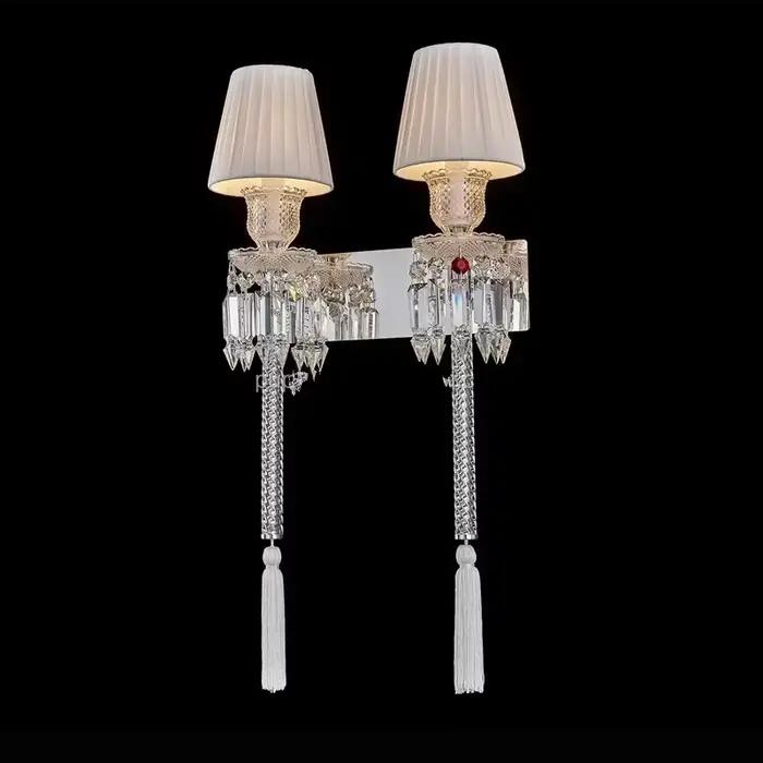 Tête de lit en cristal applique Style européen Villa chambre salon salle à manger luxe miroir phare rétro décoration murale