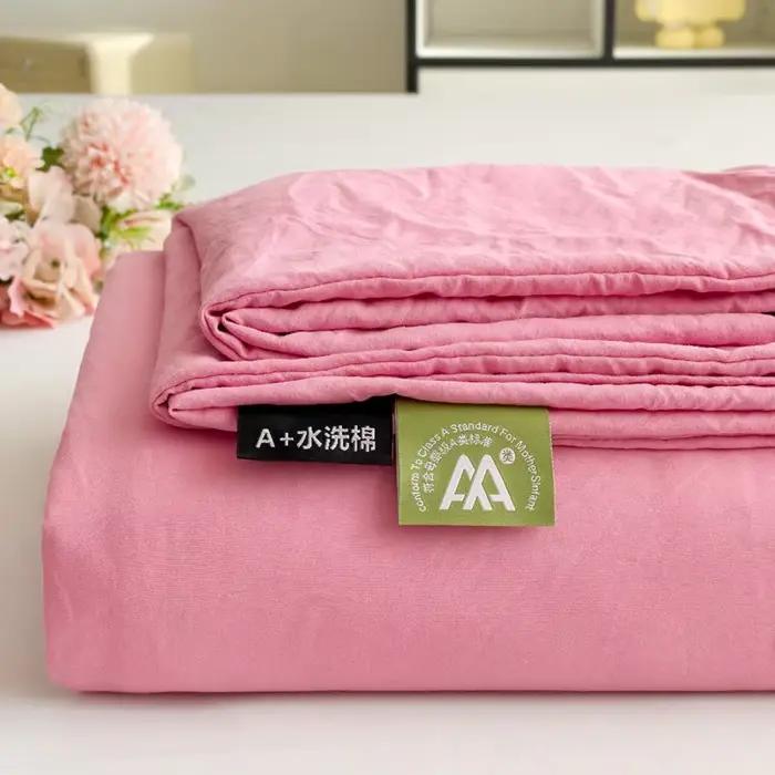 Drap plat en coton lavé pour lit Double