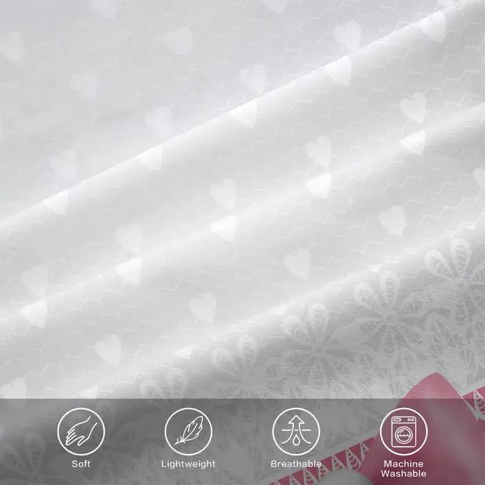 Ensemble de literie 3 pièces rose avec motif cœur en dentelle (1 drap-housse + 2 taies d'oreiller) – Parure de draps doux pour la décoration de chambre de fille
