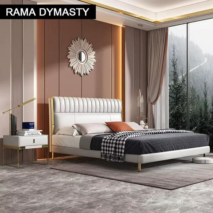 RAMA DYMASTY-Lit souple en cuir véritable