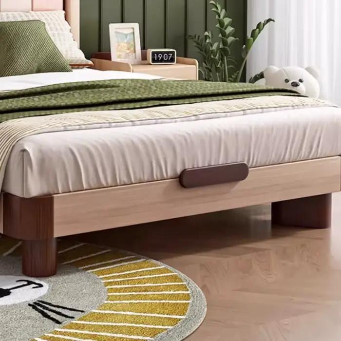 Lit double en bois massif 150x200cm avec tête de lit