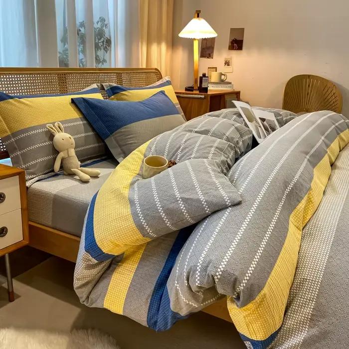 Parure de lit moderne rayée imprimée en coton 100% de haute qualité – Housse de couette