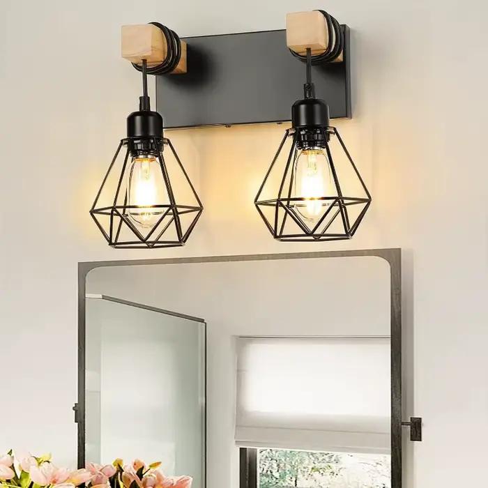 Lampe de chevet nordique créative pour chambre à coucher, applique murale personnalisée en bois massif, moderne et Simple, pour allée, balcon, lumière en fer forgé