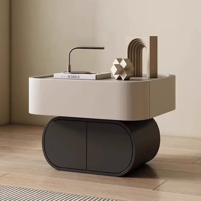 Table de chevet moderne en bois massif avec deux tiroirs
