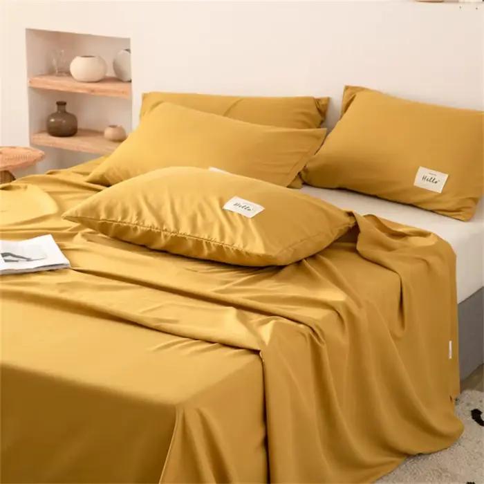 Drap de lit plat en coton lavé