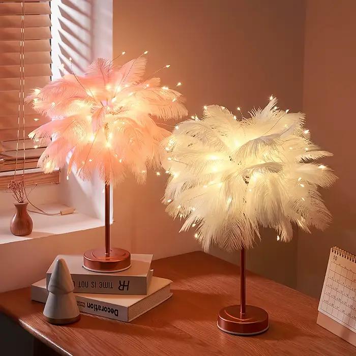 Chambre LED veilleuse plume lampe de Table