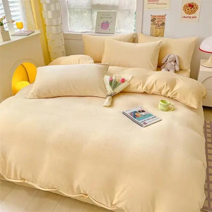 Simple lait polaire chaud automne hiver housse de couette ensemble 220x240 doux moelleux reine