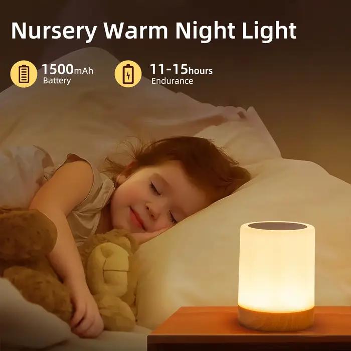 Lampe de chevet tactile RVB rechargeable – 16 couleurs veilleuse LED à intensité variable pour chambre d'enfants