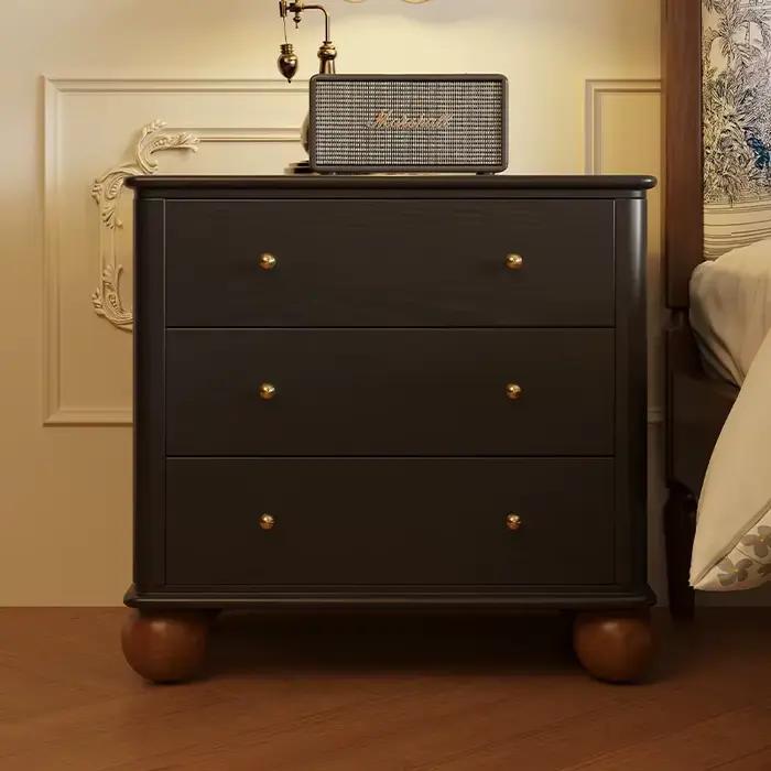 Table de chevet de bureau à tiroirs, design moderne, table basse étroite, commode noire pour chambre, meubles vintage