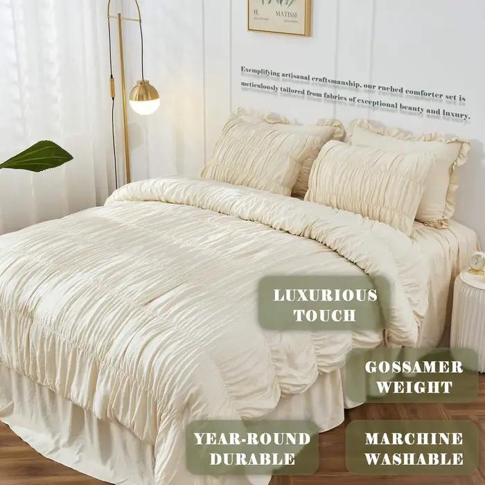 Ensemble de literie de luxe à plis froncés