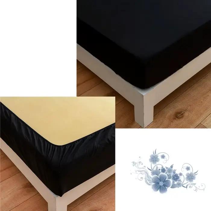 Drap-housse noir pour lit double 90x200 avec bande élastique (taie d'oreiller à commander séparément)