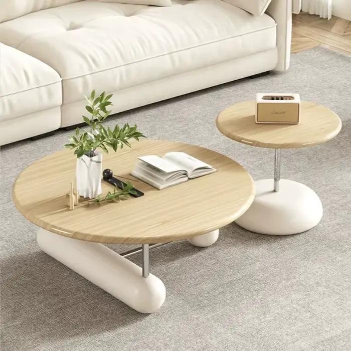 Table basse ronde en bois pour chambres à coucher
