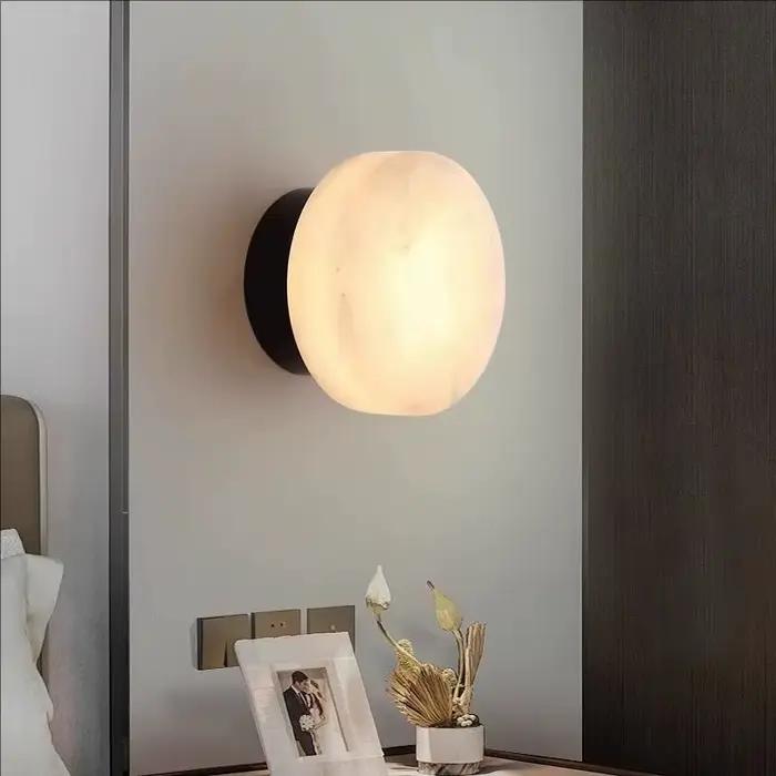 Applique de chevet en marbre espagnol, pierre naturelle, lumière minimaliste LED, lampe de décoration pour couloir et étude