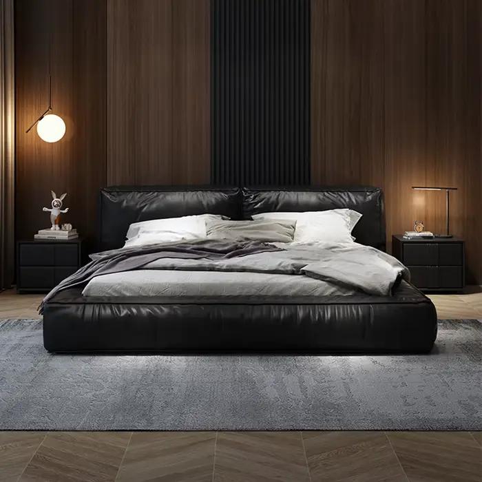 180X200 chambre tête de lit cadres de lit minimaliste noir deux personnes rembourrage lit moderne Queen salon Casa Arredo décoration