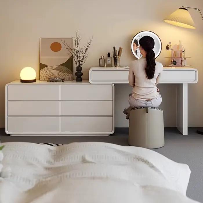 Coiffeuse de luxe moderne rangement appartement blanc classique