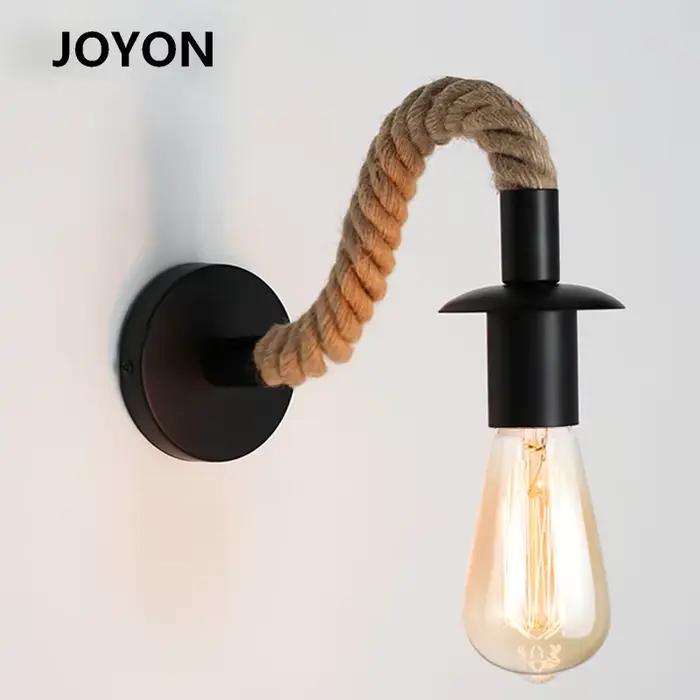 Applique murale industrielle Vintage E27, lampe suspendue en corde de chanvre pour chambre à coucher, chevet, salle à manger, éclairage intérieur, décor