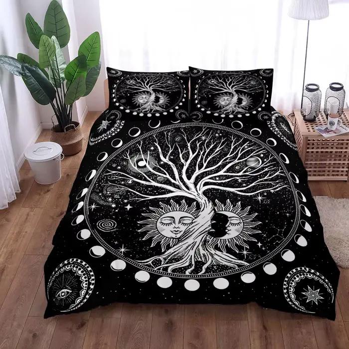 Celestial Yggdrasil-Ensemble de housse de lit en lin pour adultes
